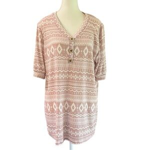 Heimish USA Tribal Print Button Front Top - Size 1X
